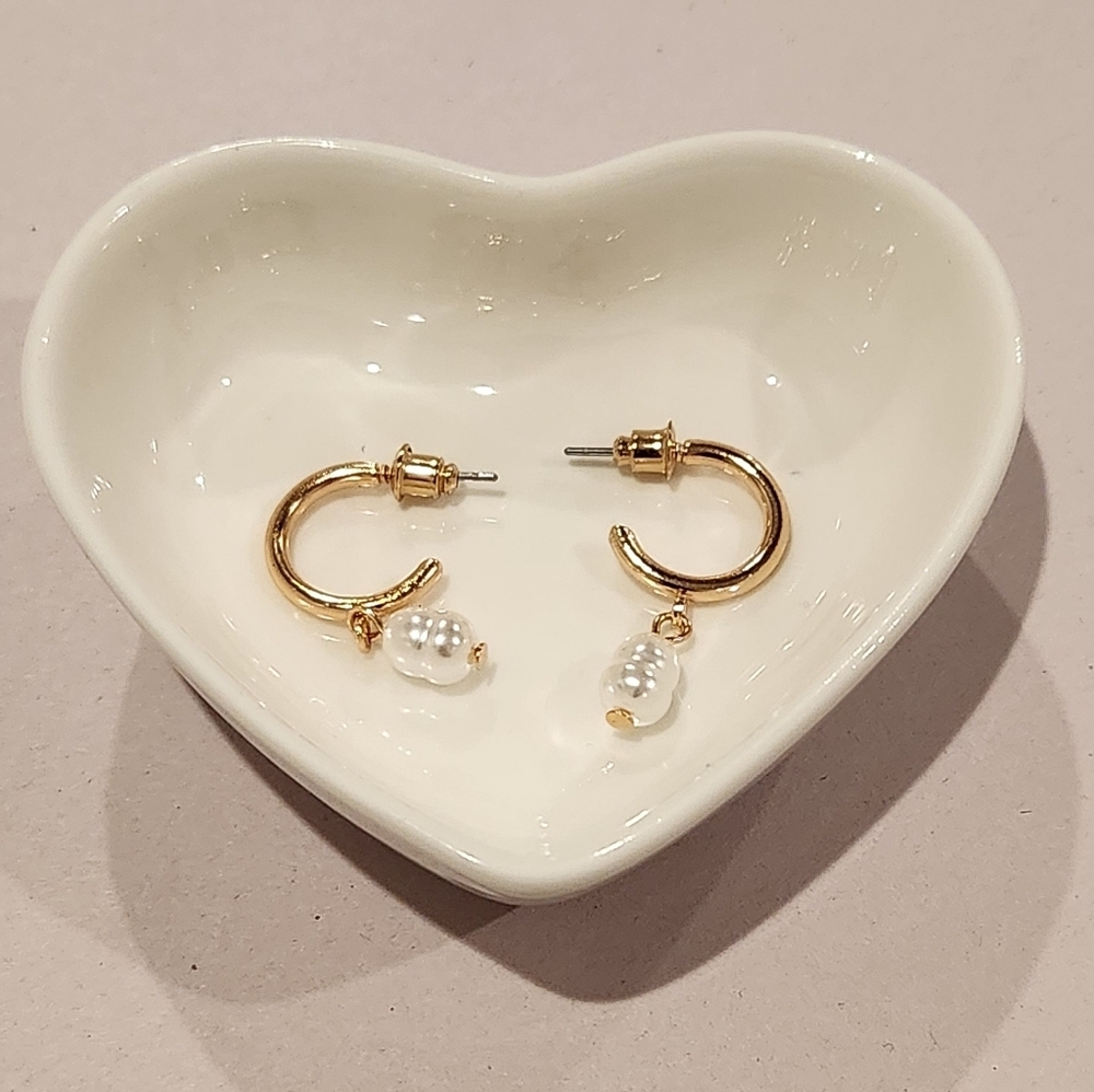 Faux Pearl Drop C-Hoop Earrings